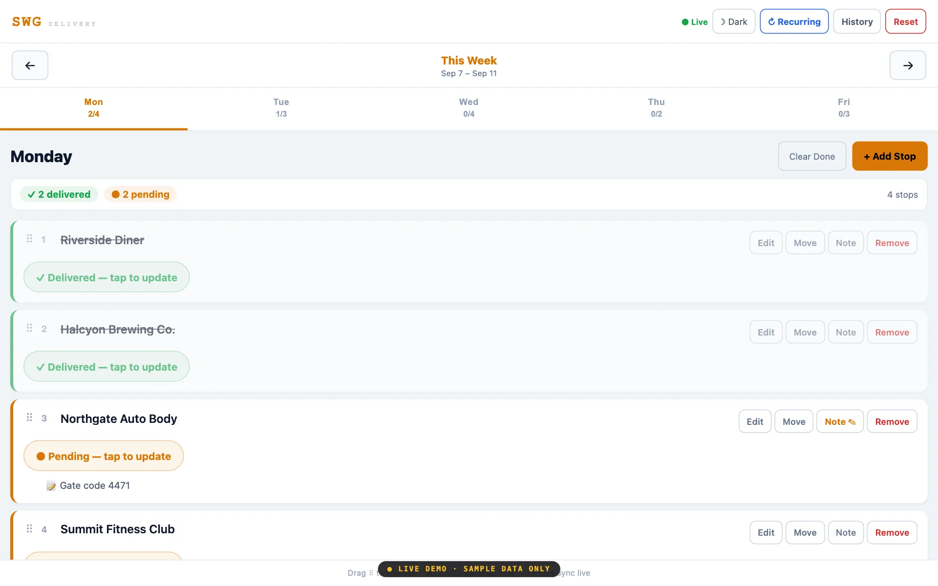 Southwest Gases live demo screenshot