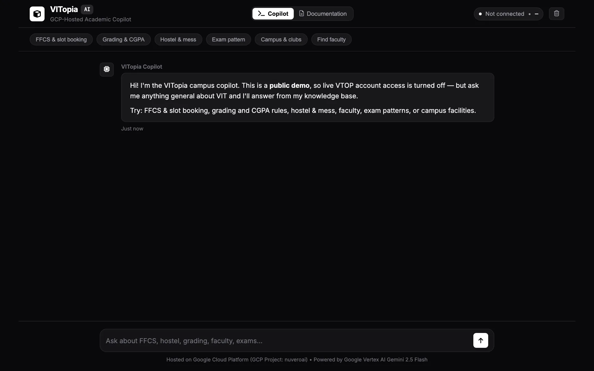 VITopia (VIT) live demo screenshot